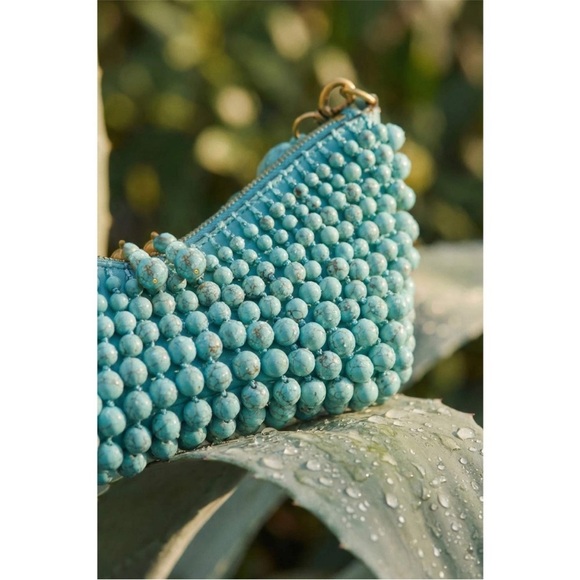 Cult Gaia Mercier Mini Shoulder Bag in Ibiza Turquoise Beaded $898 NEW In Box - Picture 2 of 9